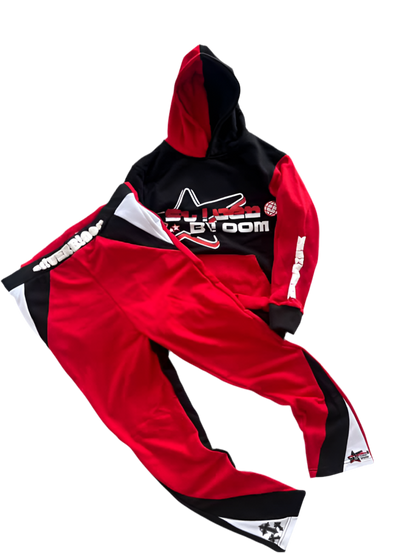 Silver Bloom Full Tracksuit Red/Black